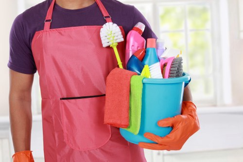 Professional carpet cleaner in Wembley treating a residential living room carpet