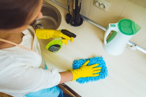 Local Wembley cleaners working in a residential flat with access challenges